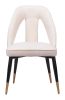 Artus Modern Glam Teddy Fabric Dining Chair with Steel Frame