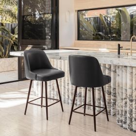 Keppel Modern Swivel Vinyl Counter Stool - Black & Bronze
