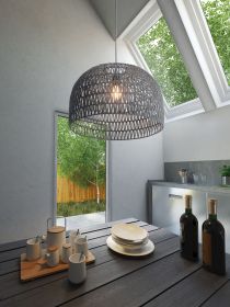 Paradise Modern Gray Woven Dome Ceiling Lamp