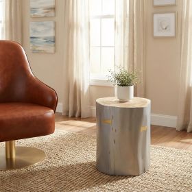 Sugra Gray Modern Acacia Wood End Table