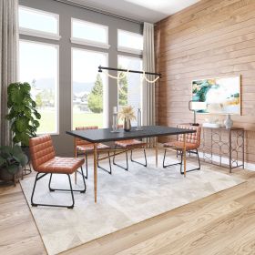 Modern Glam Black Laminate MDF Table with Textured Steel Base