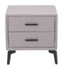 Modern Gray Two-Drawer Fabric Accent Side Table