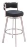 Gimsby Modern Deco Glam Swivel Barstool - Black