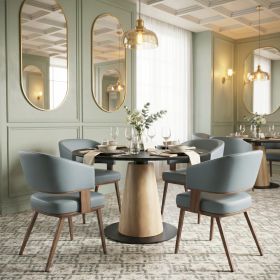 Poise Gray & Walnut Modern Fabric Dining Chair