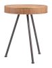 Stuart Natural Modern Wood & Rattan Side Table with Steel Frame