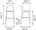 Byron Mid-Century Modern Vinyl Barstool - Gray