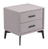 Modern Gray Two-Drawer Fabric Accent Side Table
