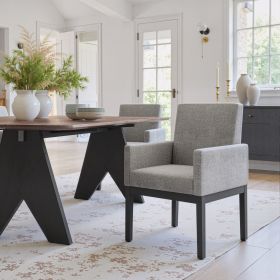 Senzil Gray Modern Deco Fabric Dining Chair with Arms