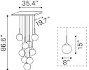Epsilon Nine-Light Frosted Glass Orb Ceiling Lamp