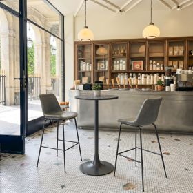 Byron Mid-Century Modern Vinyl Barstool - Gray