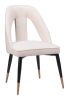 Artus Modern Glam Teddy Fabric Dining Chair with Steel Frame