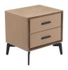 Modern Brown Two-Drawer Polyester Side Table with Steel Frame