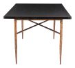 Modern Glam Black Laminate MDF Table with Textured Steel Base