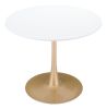 Opus White & Gold Modern Floating Disc Pedestal Dining Table