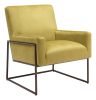 Modern Deco Olive Velvet Accent Chair with Steel Base