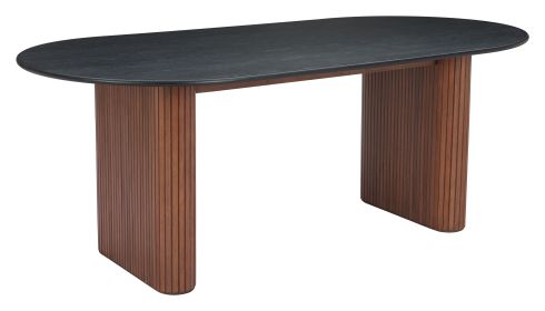 Lassig Modern MDF Wood Dining Table - Black & Walnut