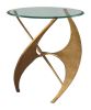 Sabel Gold Modern Glass & Aluminum Side Table