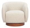 Vinta Beige Modern Polyester Swivel Chair with Elm Wood