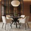 Sumay Black Modern Marble-Look Laminate Dining Table with Solid Wood Base