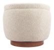 Vinta Beige Modern Polyester Swivel Chair with Elm Wood