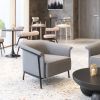 Burry Modern Vinyl Accent Chair with Steel Frame