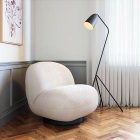 Myanmar Cream Shearling-Style Modern Accent Chair