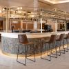 Smart Modern Black Upholstered Bar Stool – Sculpted Polyurethane Seat & Metal Base