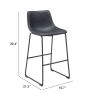 Smart Modern Black Upholstered Bar Stool – Sculpted Polyurethane Seat & Metal Base