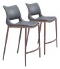 Modern Ace Black Faux Leather Counter Stool with Brushed Stainless Steel Frame