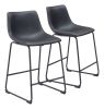 Smart Modern Black Upholstered Counter Stool – Sculpted Polyurethane Seat & Metal Base