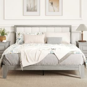 Modern Queen-Size Wood Bed, Gray & White (Option: defaulttitle)