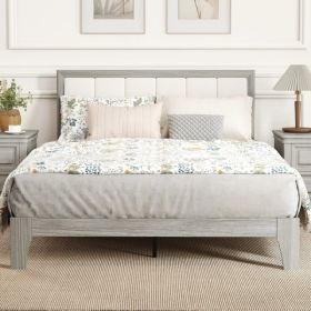 Modern Full-Size Wood Bed, Gray & White (Option: defaulttitle)