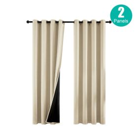 Set of 2 Insulated Blackout Curtain Panels with Grommets, 52"W 63"L, Available in 3 Colors (Option: Beige)