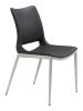 Modern Ace Black Faux Leather Armless Dining Chair with Steel Frame