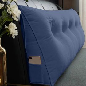 Tufted Triangle Reading Cushion With Side Pocket, Blue (Option: 200cm)
