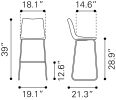 Smart Modern Black Upholstered Bar Stool – Sculpted Polyurethane Seat & Metal Base