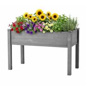 Elevated Raised Garden Bed with Legs – Solid Fir Wood, 30-Inch Height (Option: Grey_48_24_30in)