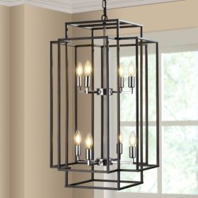 8-Light Industrial Tiered Chandelier, Black (Option: Black)