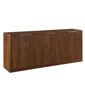 Wavy Fluted Sideboard Cabinet with 6 Doors – Wood Grain Top (Option: 67in_Walnut)