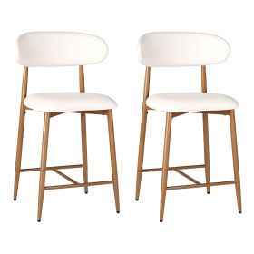 Modern Counter Height Bar Stool Set – Linen Upholstered with Wood-Grain Legs (Option: 2Pcs_Wood)