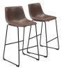 Smart Modern Black Upholstered Bar Stool – Sculpted Polyurethane Seat & Metal Base