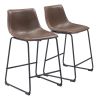 Smart Modern Black Upholstered Counter Stool – Sculpted Polyurethane Seat & Metal Base