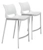 Modern Ace Black Faux Leather Counter Stool with Brushed Stainless Steel Frame