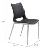 Modern Ace Black Faux Leather Armless Dining Chair with Steel Frame