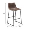 Smart Modern Black Upholstered Bar Stool – Sculpted Polyurethane Seat & Metal Base