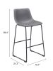 Smart Modern Black Upholstered Bar Stool – Sculpted Polyurethane Seat & Metal Base
