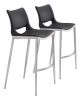Modern Ace Black Faux Leather Bar Stool with Brushed Stainless Steel Frame