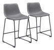 Smart Modern Black Upholstered Counter Stool – Sculpted Polyurethane Seat & Metal Base