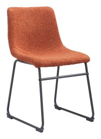Smart Modern Black Upholstered Dining Chair – Sculpted Polyurethane Seat & Metal Base (Option: Burnt Orange)