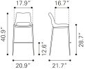 Modern Ace Black Faux Leather Bar Stool with Brushed Stainless Steel Frame